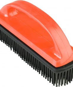 Hair and lint remover rubber brush with red handle
