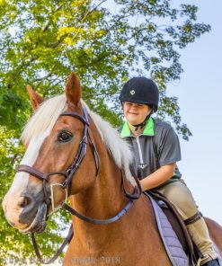 Collegiate ComFiTec Training Bridle in brown leather on palomino pony with smiling girl leaning over mane