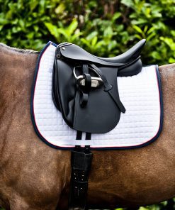 Horze River AP saddle pad white with navy trim
