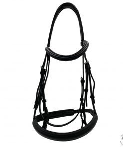 FSS German BLACK WHITE Padded ROLLED  Comfort Crank Double Dressage Bridle Reins 